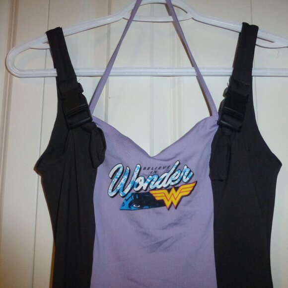 DC comics Wonder Woman dark gray/light purple colour block mini dress - Picture 12 of 13